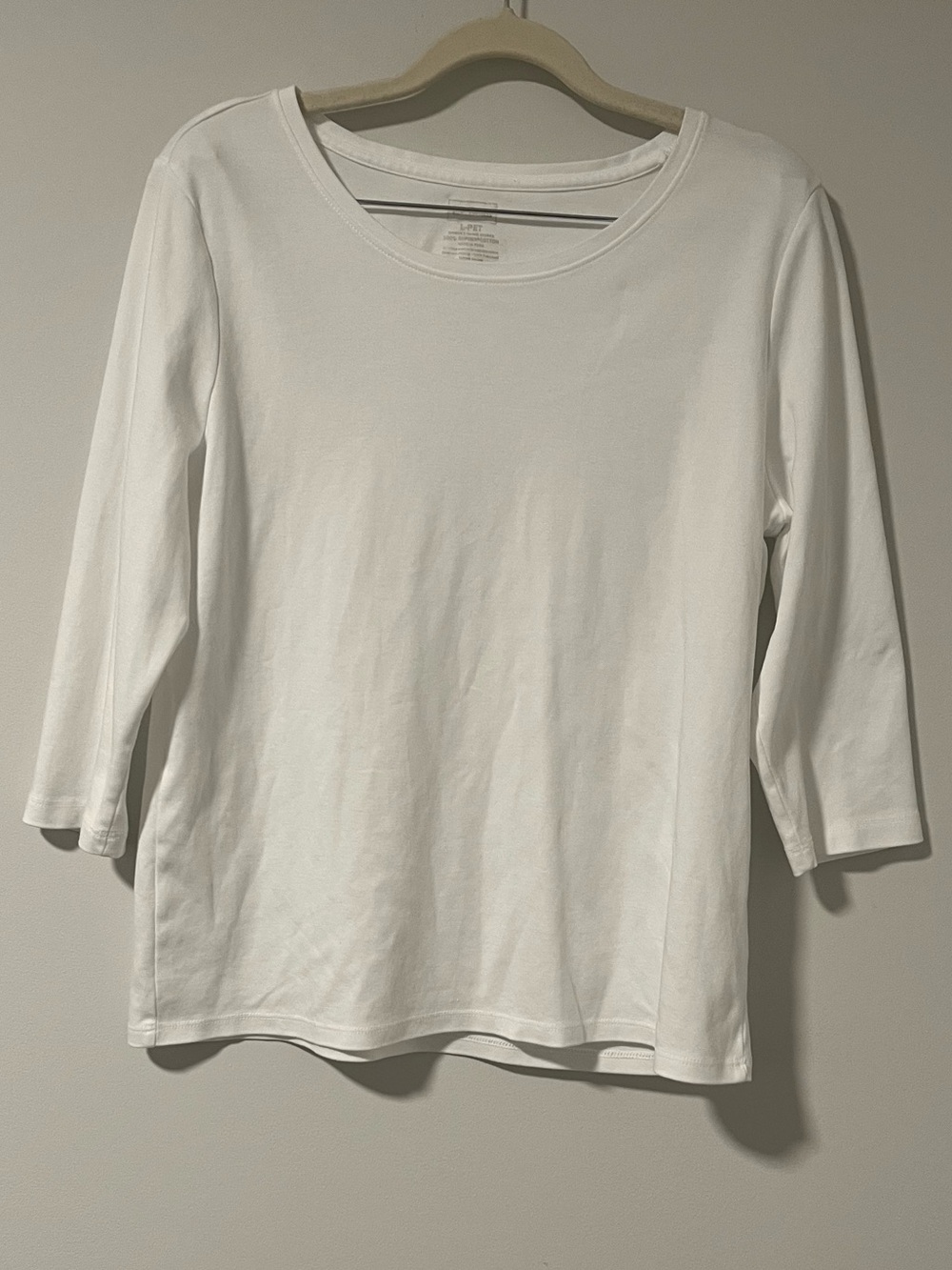 L.L. Bean White Long Sleeve Scoop Neck Top 100% Supima Cotton